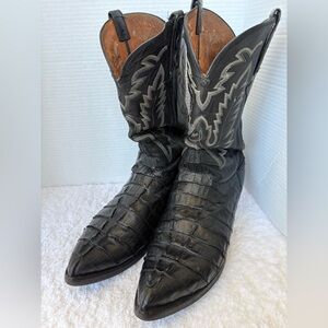 Lucchese Classics Handmade in USA Alligator Tail Black Cowboy Boots Size 13 EE